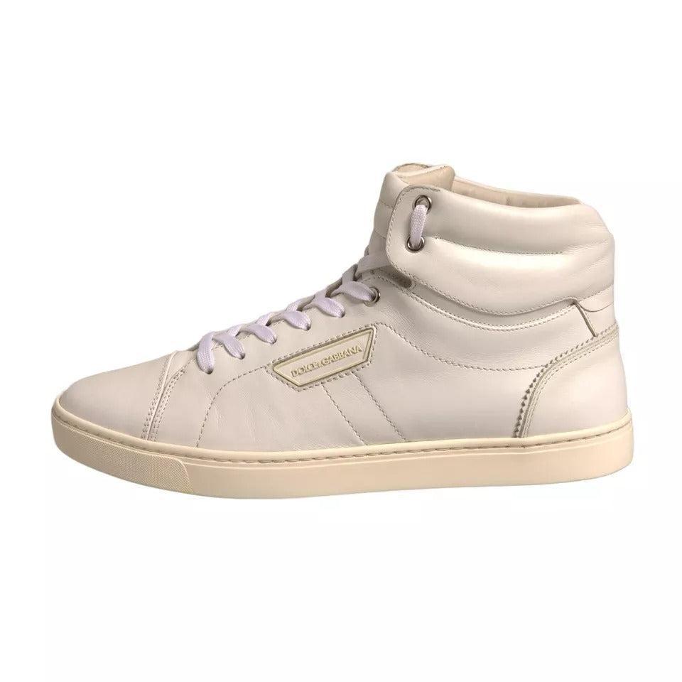 Dolce &amp; Gabbana White London Logo High Top Sneakers Shoes