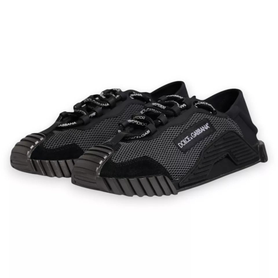 Dolce &amp; Gabbana Black Nylon NS1 Low Top Men Sneakers Shoes