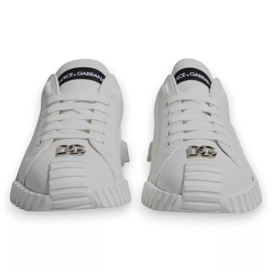 Dolce & Gabbana White Leather Logo Low Top NS1 Sneakers Shoes