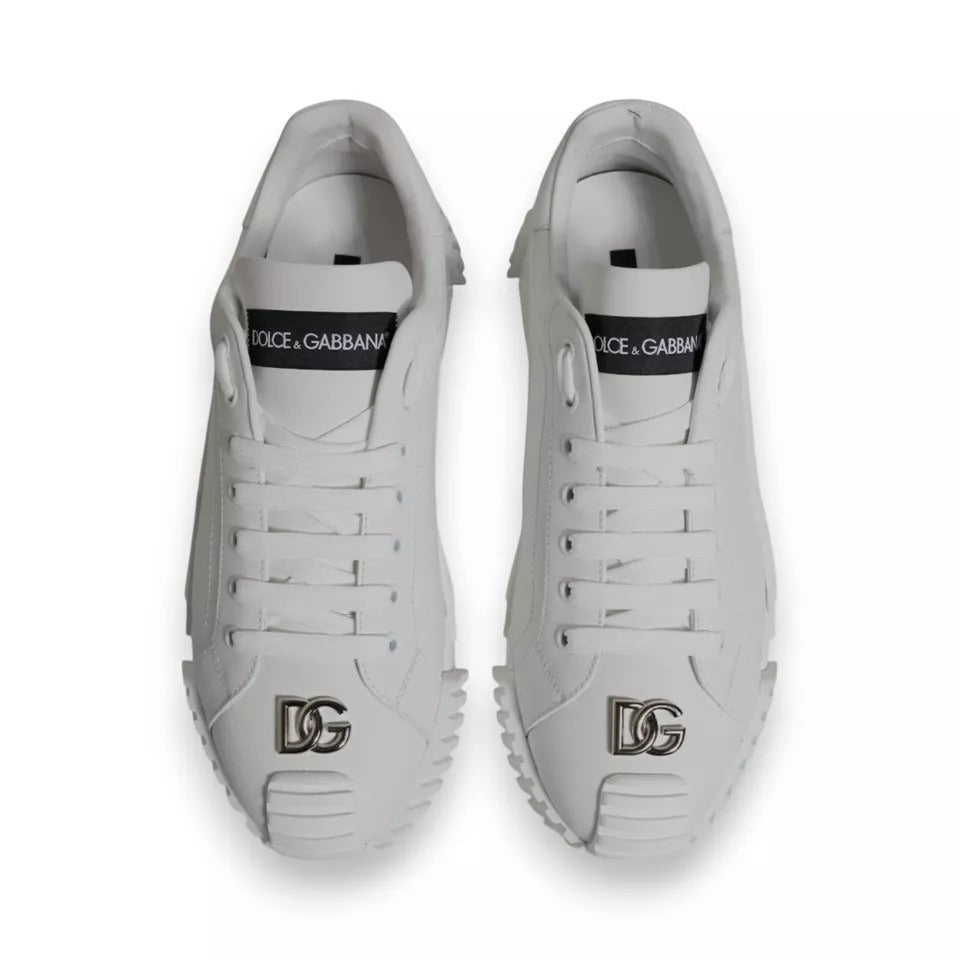 Dolce & Gabbana White Leather Logo Low Top NS1 Sneakers Shoes