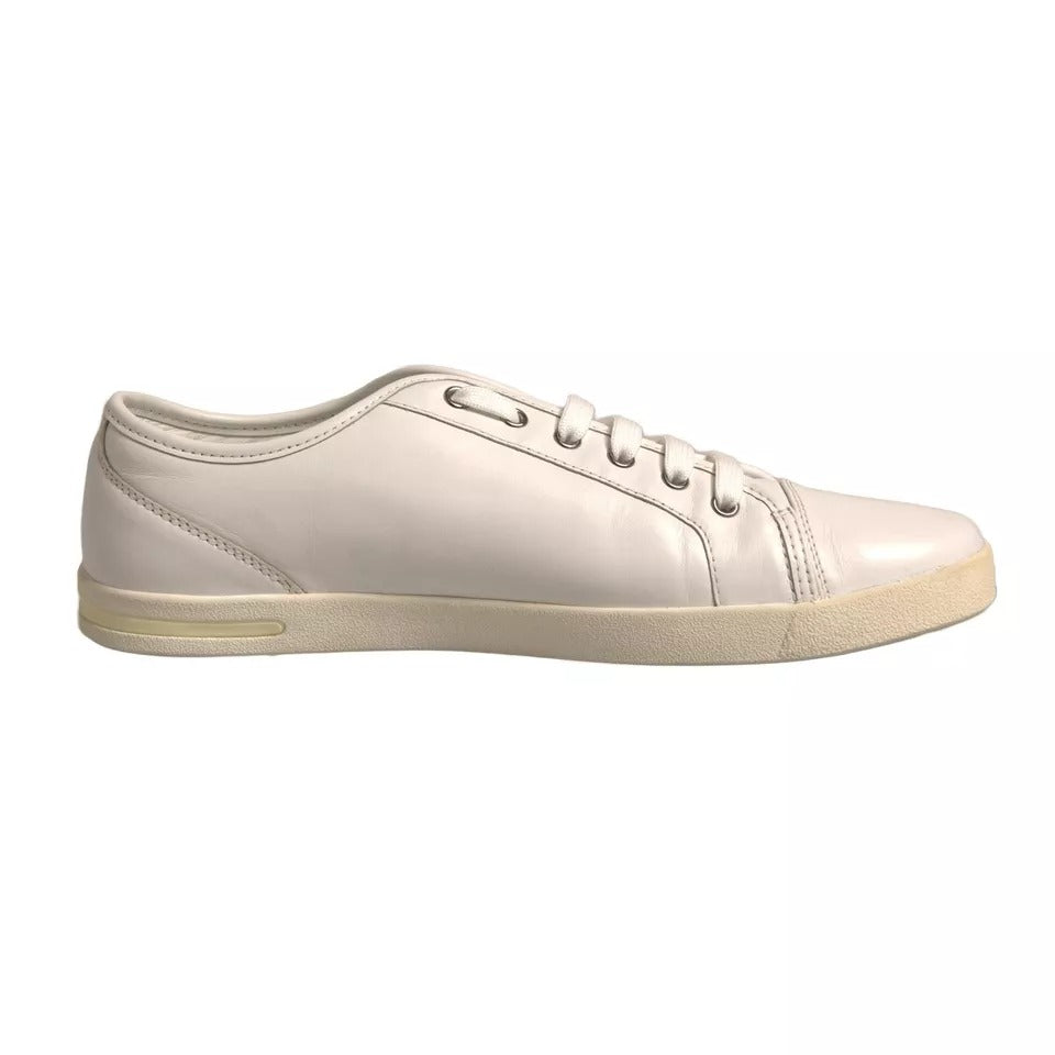 Dolce & Gabbana White Logo Plaque Leather Low Top Sneakers Shoes