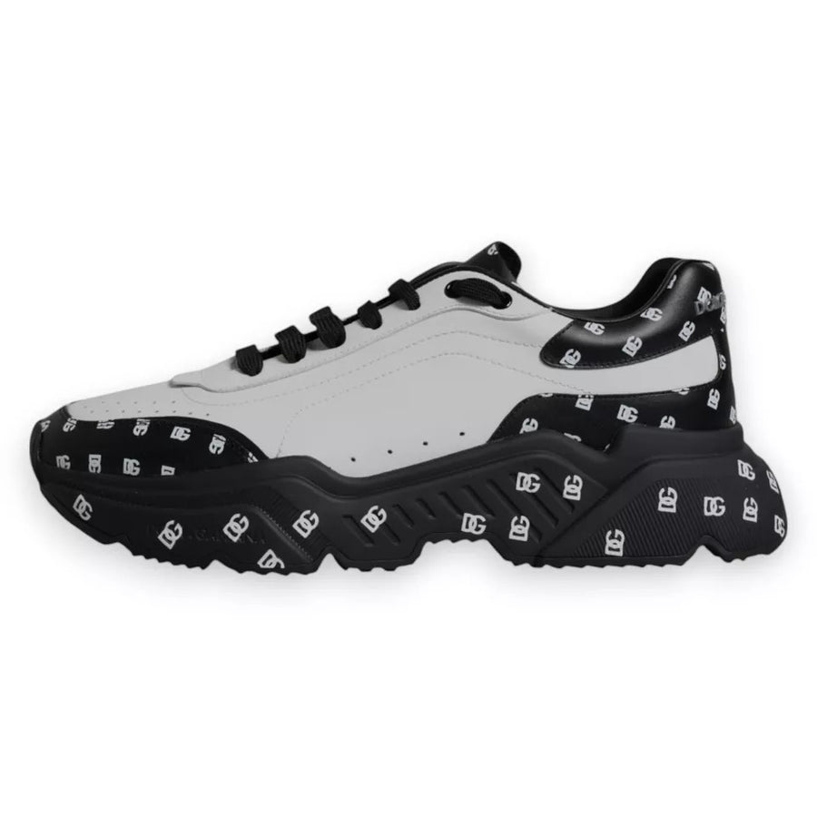 Dolce & Gabbana Black White Logo Monogram Daymaster Sneakers Shoes