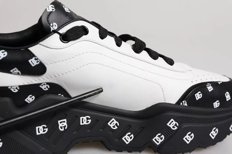 Dolce & Gabbana Black White Logo Monogram Daymaster Sneakers Shoes