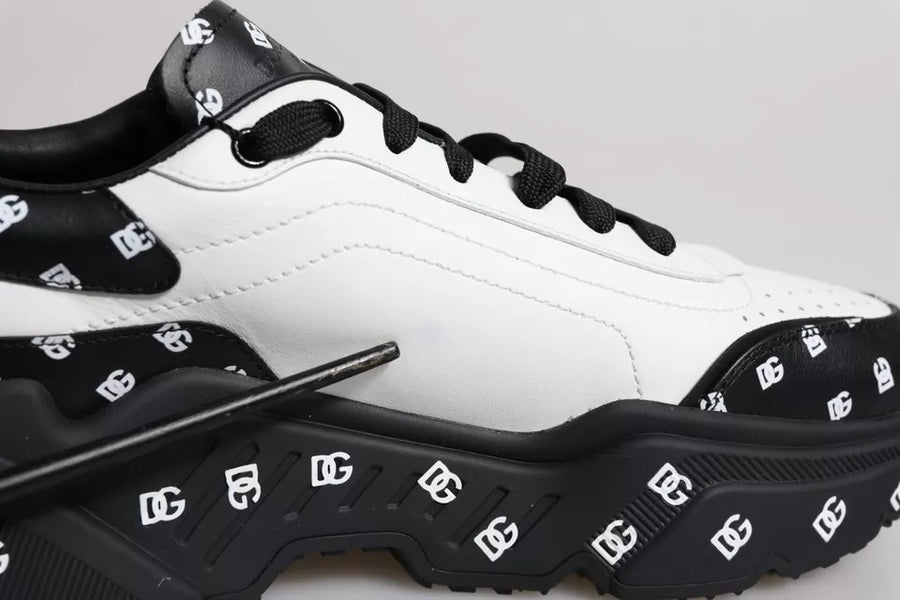 Dolce & Gabbana Black White Logo Monogram Daymaster Sneakers Shoes