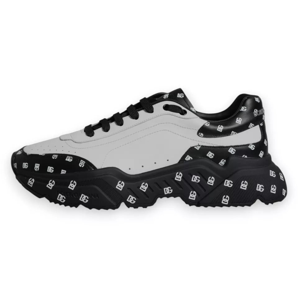 Dolce & Gabbana Black White Logo Monogram Daymaster Sneakers Shoes