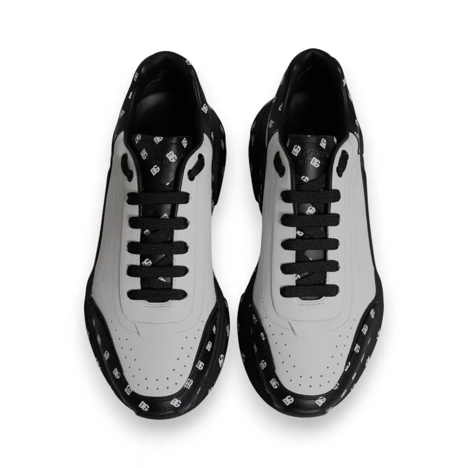 Dolce & Gabbana Black White Logo Monogram Daymaster Sneakers Shoes