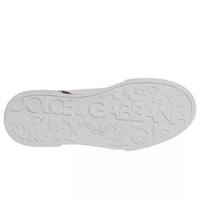 Dolce & Gabbana White Black Logo Portofino Sneakers Shoes