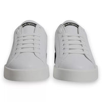 Dolce & Gabbana White Black Logo Portofino Sneakers Shoes