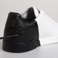 Dolce & Gabbana White Black Logo Portofino Sneakers Shoes