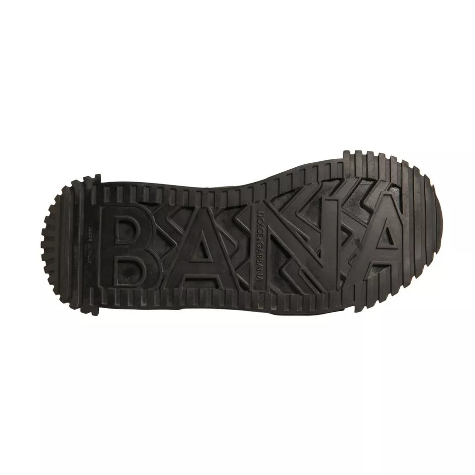 Dolce &amp; Gabbana Black Logo Lace Up Low Top NS1 Sneakers Shoes