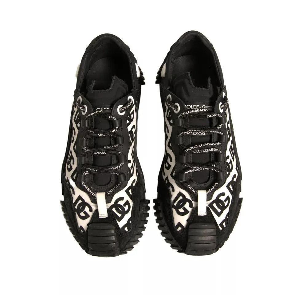Dolce &amp; Gabbana Black Logo Lace Up Low Top NS1 Sneakers Shoes