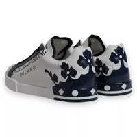 Dolce & Gabbana White Blue Leather Crown Milano Sneakers Shoes