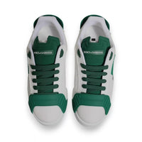 Dolce & Gabbana White Green Leather Logo Low Top Sneakers Shoes