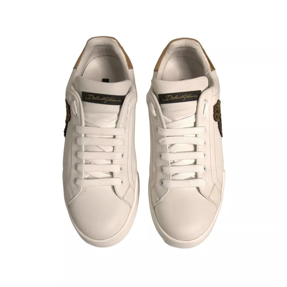 Dolce & Gabbana White Crown Patch Portofino Sneakers Shoes