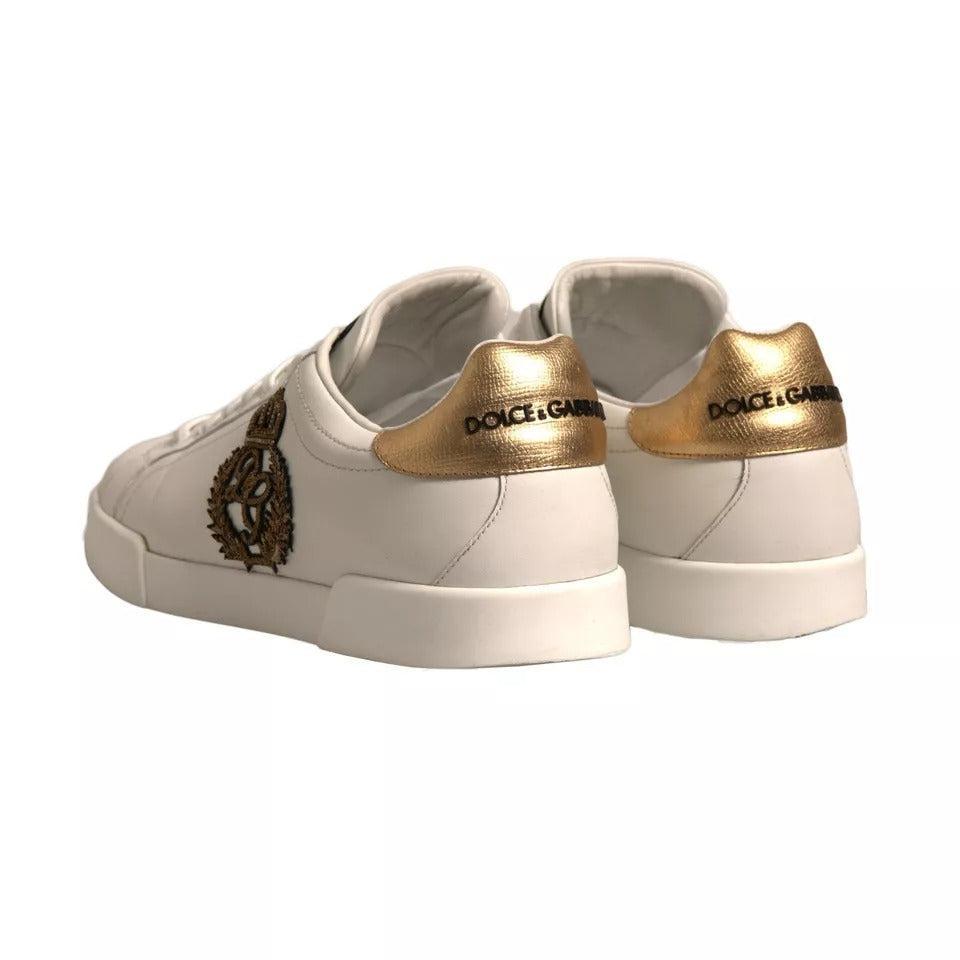 Dolce &amp; Gabbana White Crown Patch Portofino Sneakers Shoes