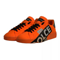 Dolce & Gabbana Orange Portofino Logo Tape Men Sneakers Shoes