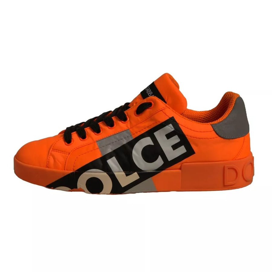 Dolce & Gabbana Orange Portofino Logo Tape Men Sneakers Shoes