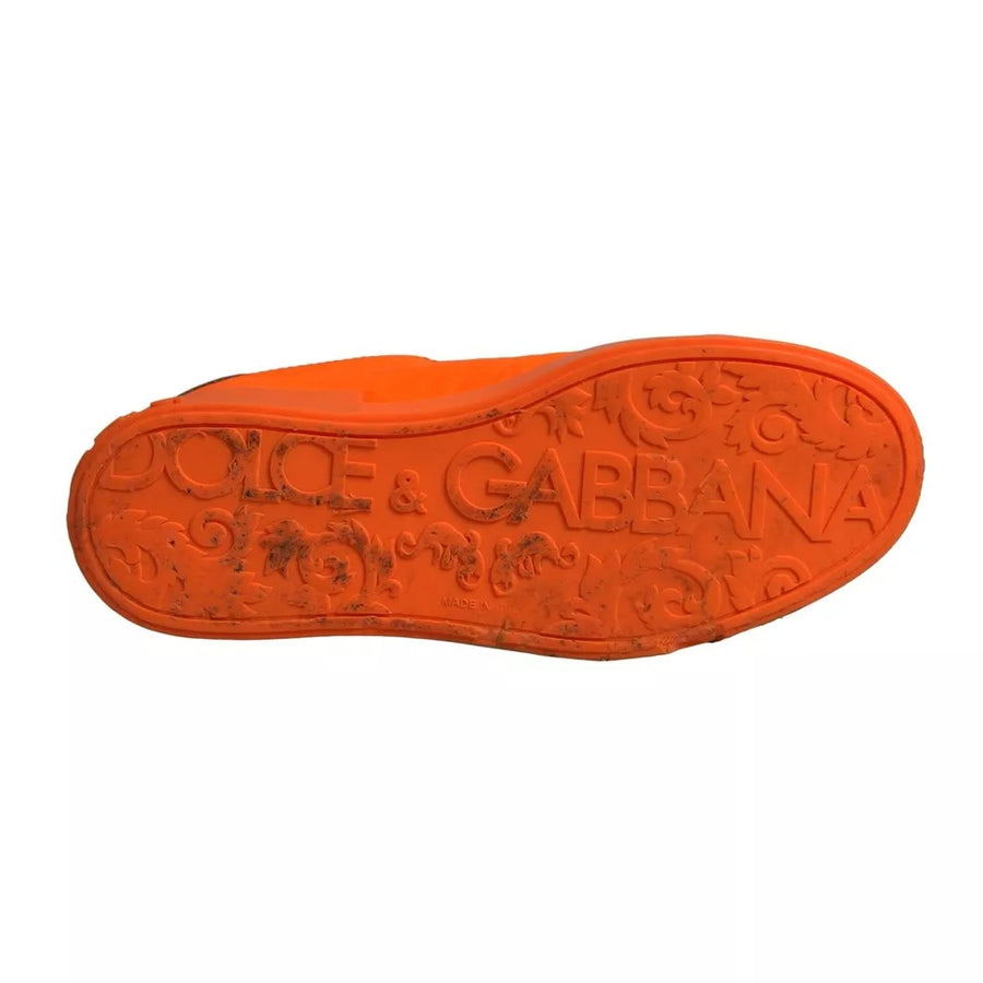 Dolce & Gabbana Orange Portofino Logo Tape Men Sneakers Shoes