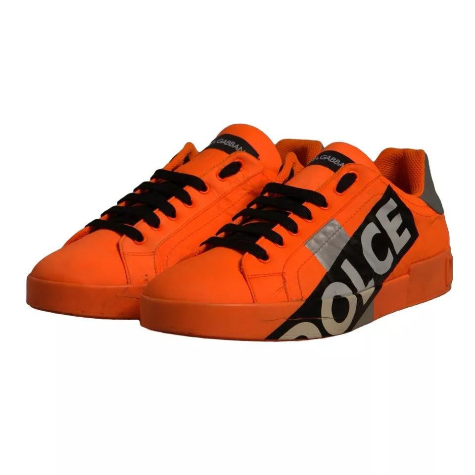 Dolce & Gabbana Orange Portofino Logo Tape Men Sneakers Shoes