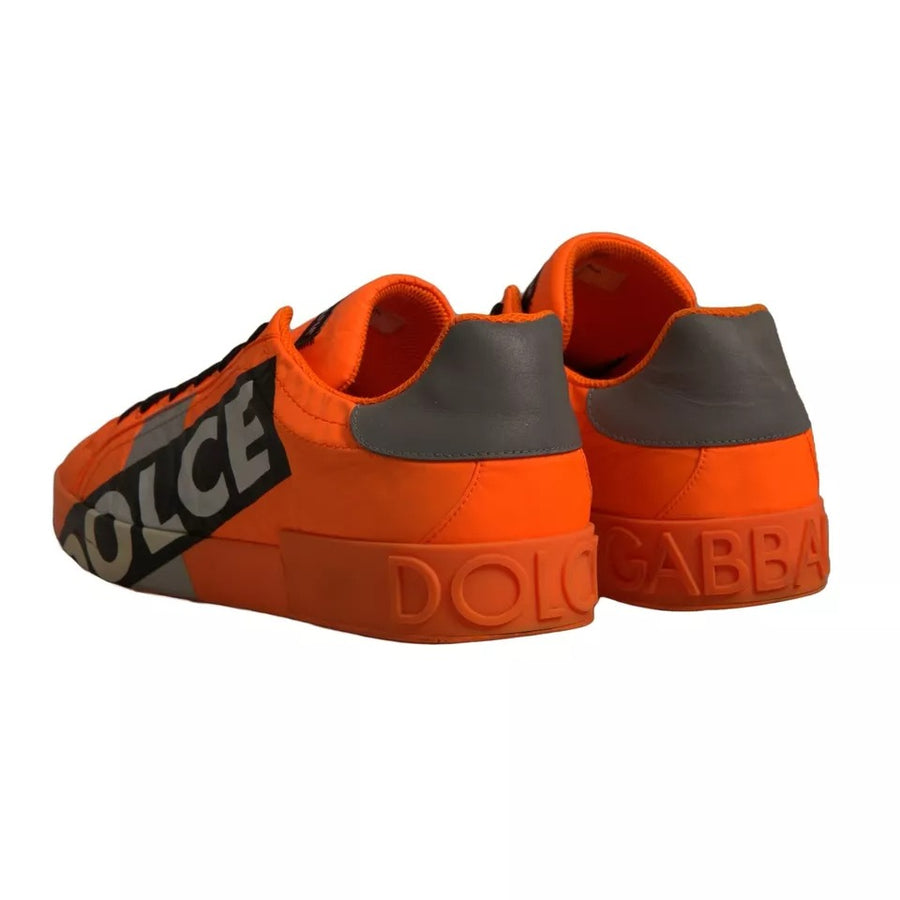 Dolce & Gabbana Orange Portofino Logo Tape Men Sneakers Shoes