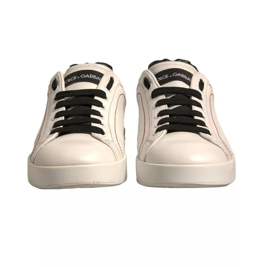 Dolce & Gabbana White Leather Logo Portofino Sneakers Shoes