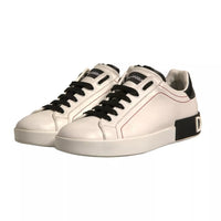 Dolce & Gabbana White Leather Logo Portofino Sneakers Shoes