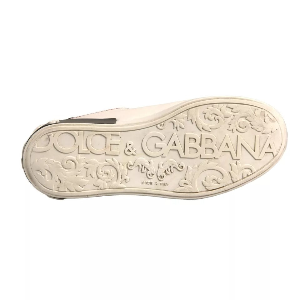 Dolce & Gabbana White Leather Logo Portofino Sneakers Shoes