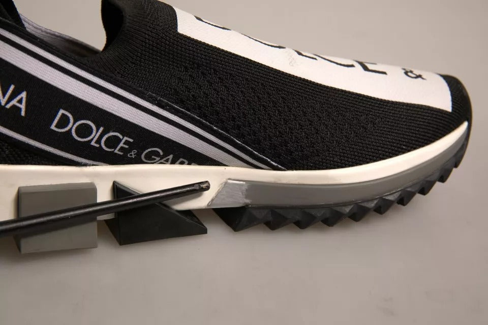 Dolce & Gabbana Black White Slip On Sorrento Sneakers Shoes