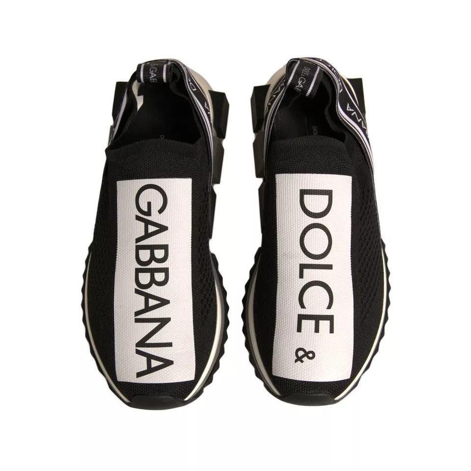 Dolce &amp; Gabbana Black White Slip On Sorrento Sneakers Shoes
