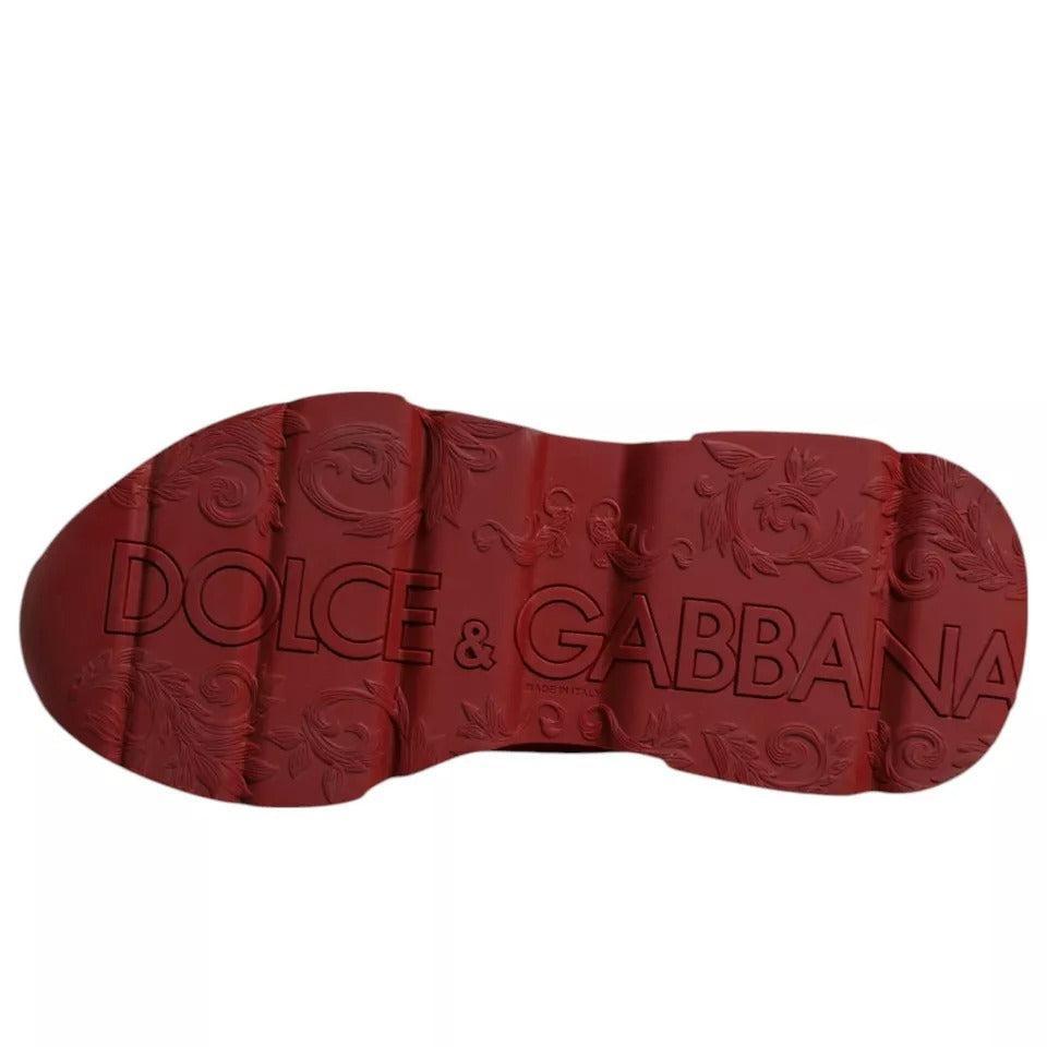Dolce &amp; Gabbana Red Leather Daymaster Low Top Sneakers Shoes