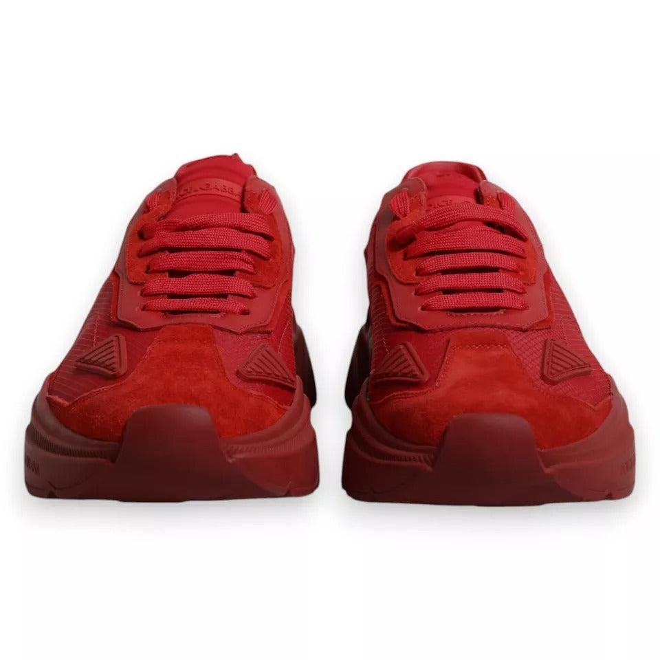 Dolce &amp; Gabbana Red Leather Daymaster Low Top Sneakers Shoes