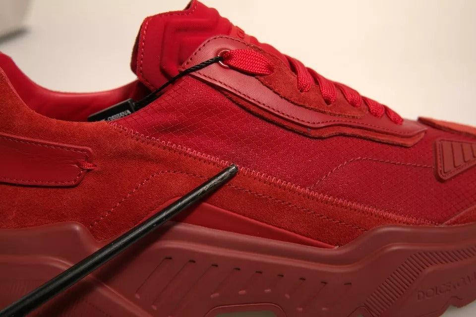 Dolce &amp; Gabbana Red Leather Daymaster Low Top Sneakers Shoes