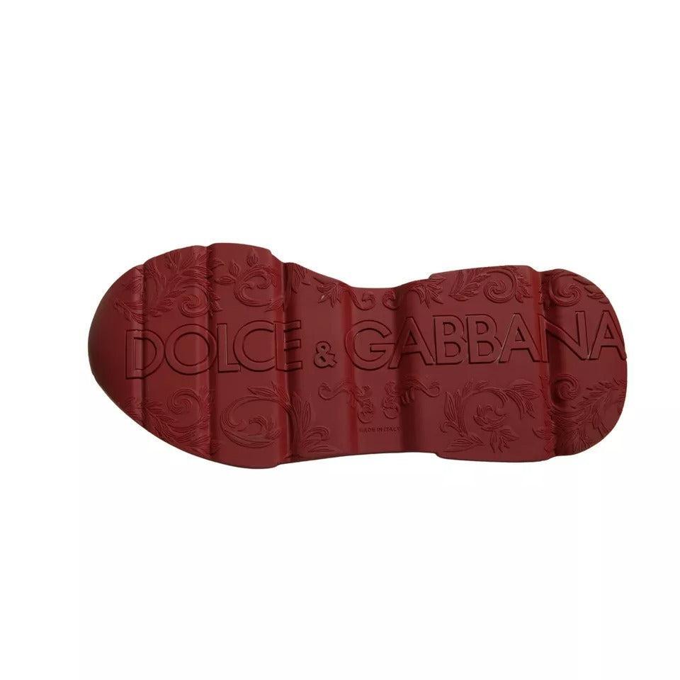 Dolce &amp; Gabbana Red Leather Daymaster Low Top Sneakers Shoes