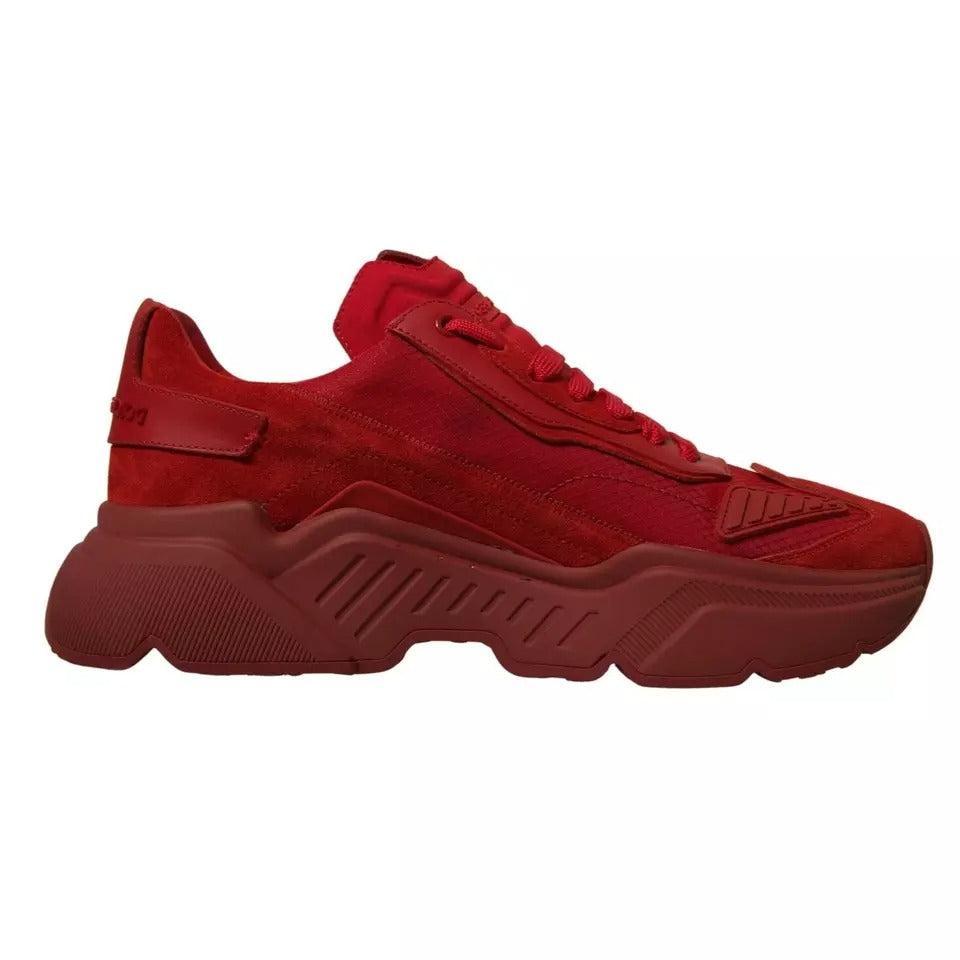 Dolce &amp; Gabbana Red Leather Daymaster Low Top Sneakers Shoes