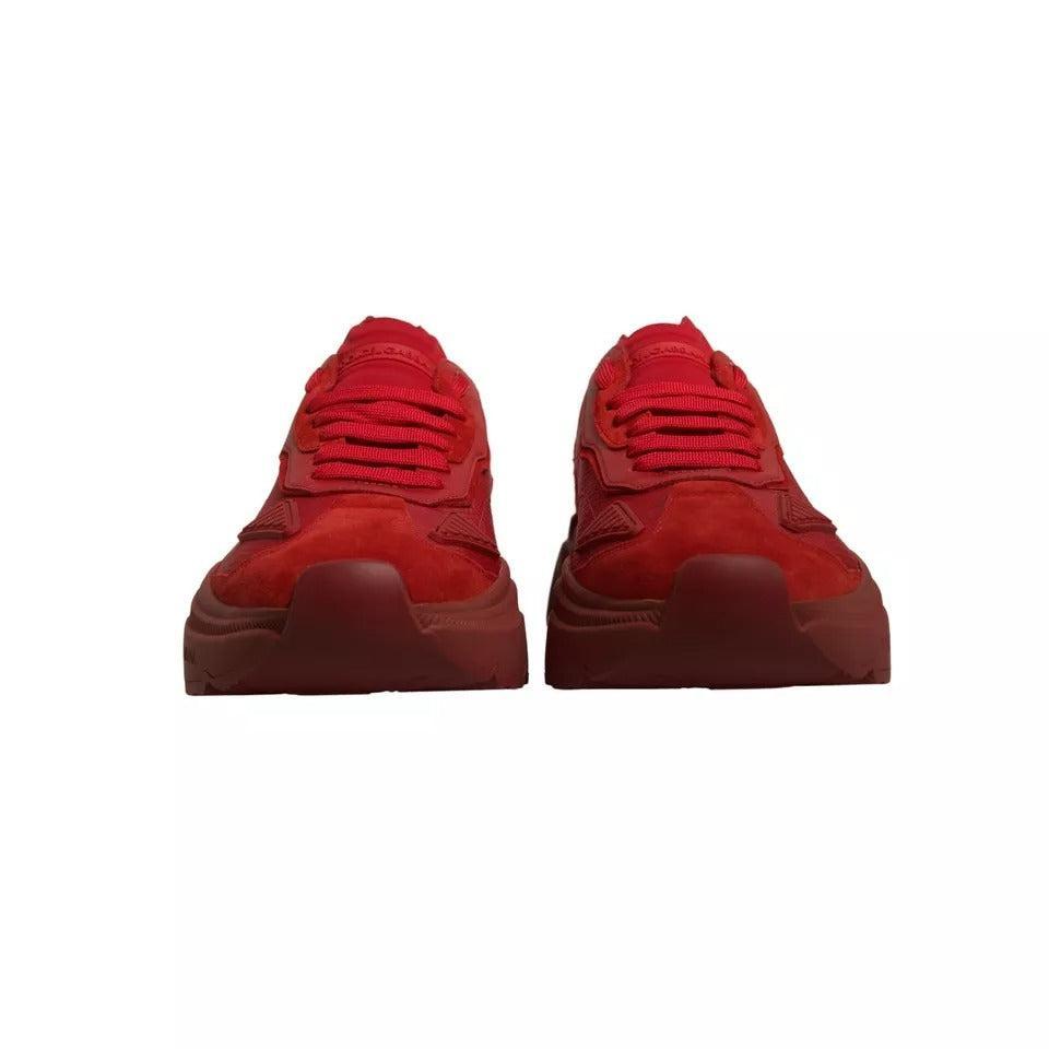 Dolce &amp; Gabbana Red Leather Daymaster Low Top Sneakers Shoes