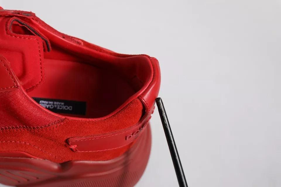 Dolce &amp; Gabbana Red Leather Daymaster Low Top Sneakers Shoes