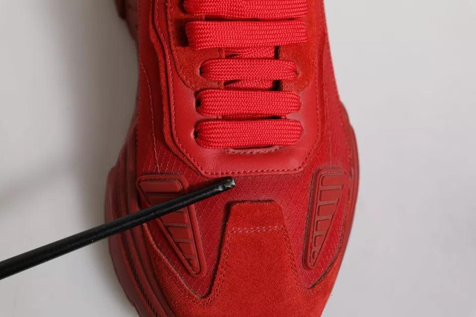 Dolce &amp; Gabbana Red Leather Daymaster Low Top Sneakers Shoes