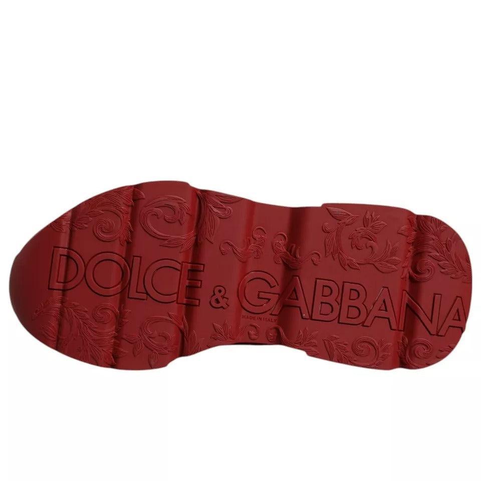 Dolce &amp; Gabbana Red Leather Daymaster Low Top Sneakers Shoes