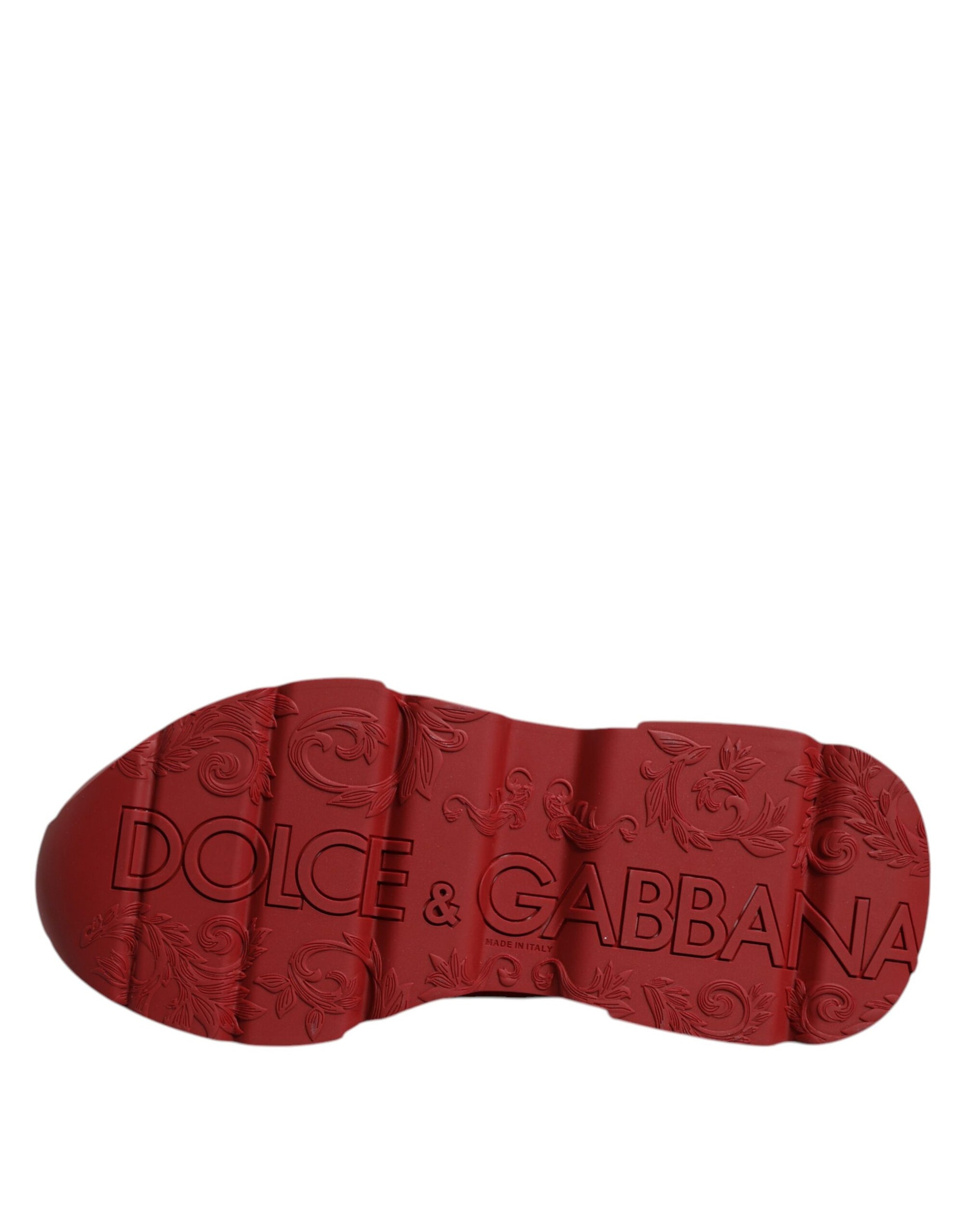 Dolce &amp; Gabbana Red Leather Daymaster Low Top Sneakers Shoes