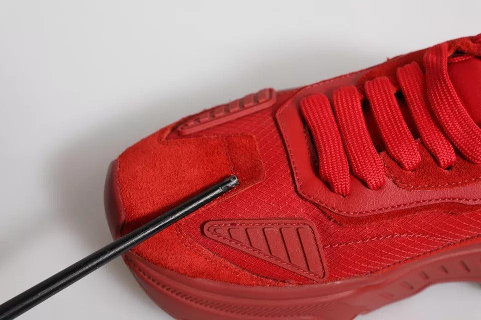 Dolce &amp; Gabbana Red Leather Daymaster Low Top Sneakers Shoes
