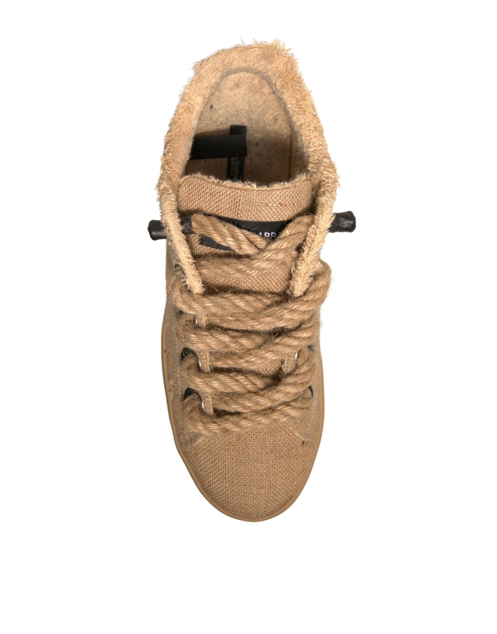 Dolce &amp; Gabbana Brown Jute Fabric Low Top Men Sneakers Shoes