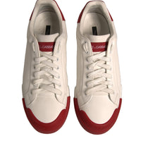 Dolce & Gabbana White Leather Logo Portofino Sneakers Shoes