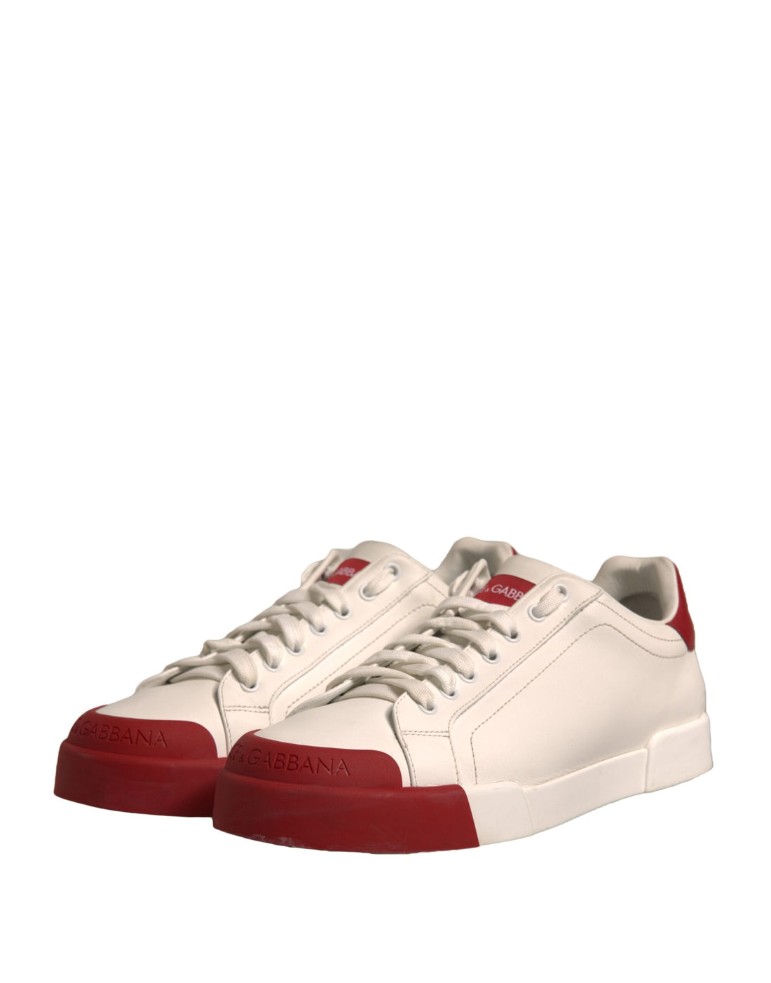 Dolce & Gabbana White Leather Logo Portofino Sneakers Shoes