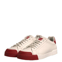 Dolce & Gabbana White Leather Logo Portofino Sneakers Shoes