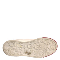 Dolce & Gabbana White Leather Logo Portofino Sneakers Shoes