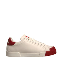 Dolce & Gabbana White Leather Logo Portofino Sneakers Shoes