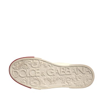 Dolce & Gabbana White Leather Logo Portofino Sneakers Shoes