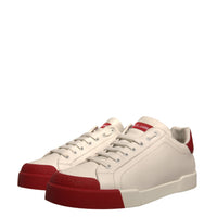 Dolce & Gabbana White Leather Logo Portofino Sneakers Shoes