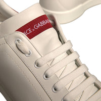 Dolce & Gabbana White Leather Logo Portofino Sneakers Shoes