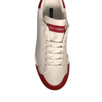 Dolce & Gabbana White Leather Logo Portofino Sneakers Shoes